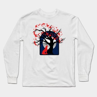 Abstract Night wolf and Moon Long Sleeve T-Shirt